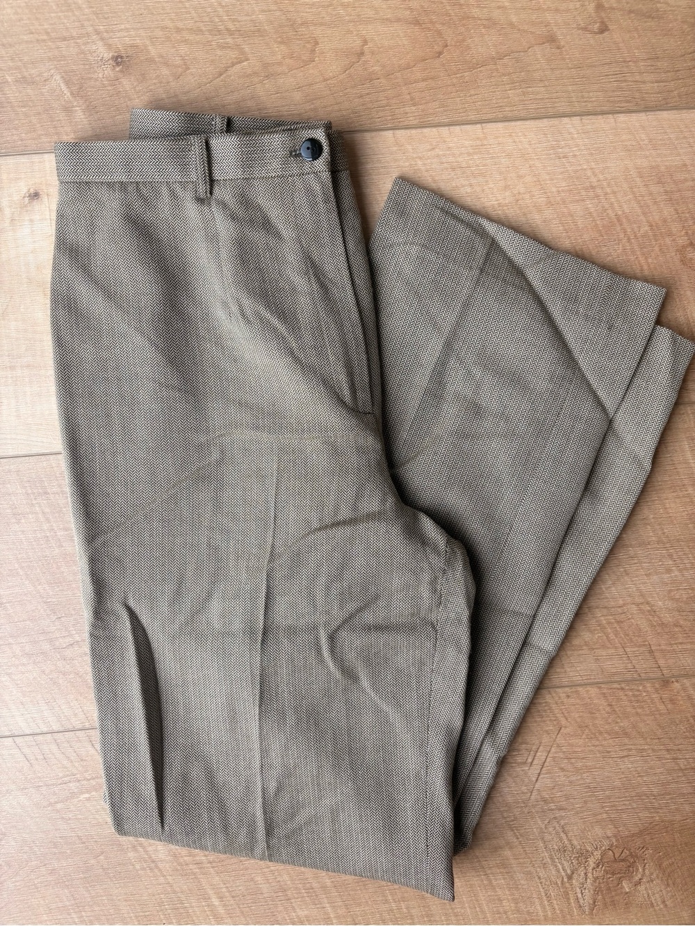 Women's Vintage Carlisle 100% Wool Golden Tan/Brown Herringbone Pants. Size 10 - Picture 10 of 14